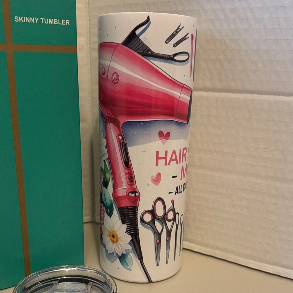 Hair Stylist Skinny Tumbler with Lid and Straw